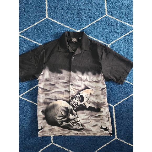 Rock House Road House Skull Mens Button Up M - Picture 1 of 6
